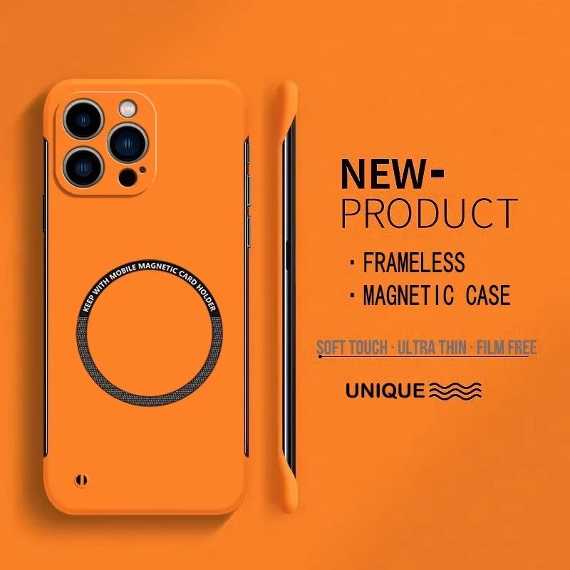 Rahmenlose Hülle 13 12 11 16E Schlanke magnetische Handyhüllen für iPhone 15 14 Pro Max 16 Plus Cover_voghion.com