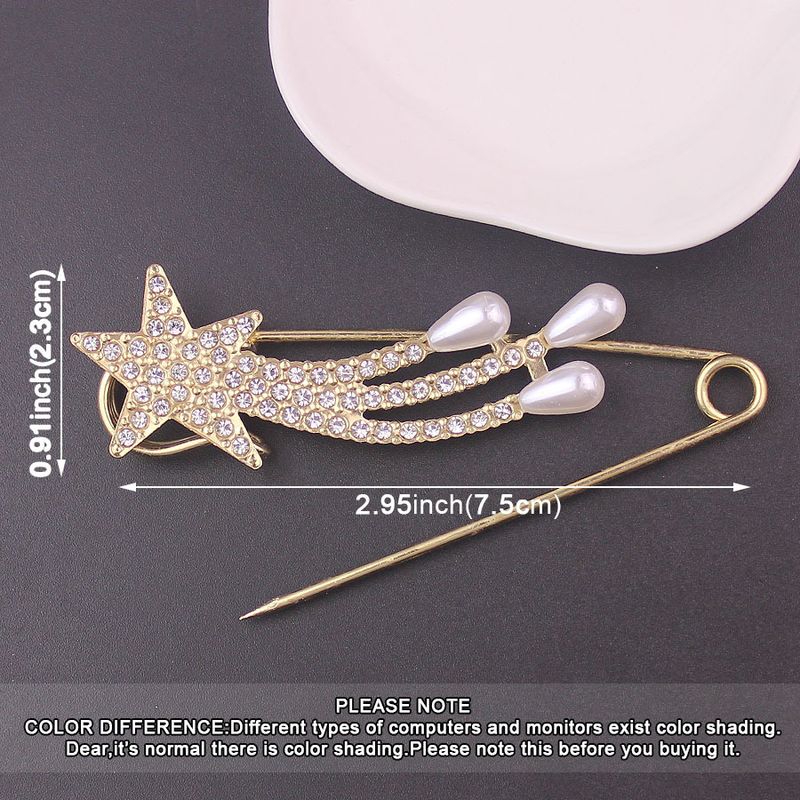 Rhinestone Pearl Simple 7.5cm Large Brooch Cardigan Scarf Decoration Women's Suit Accessory_voghion.com