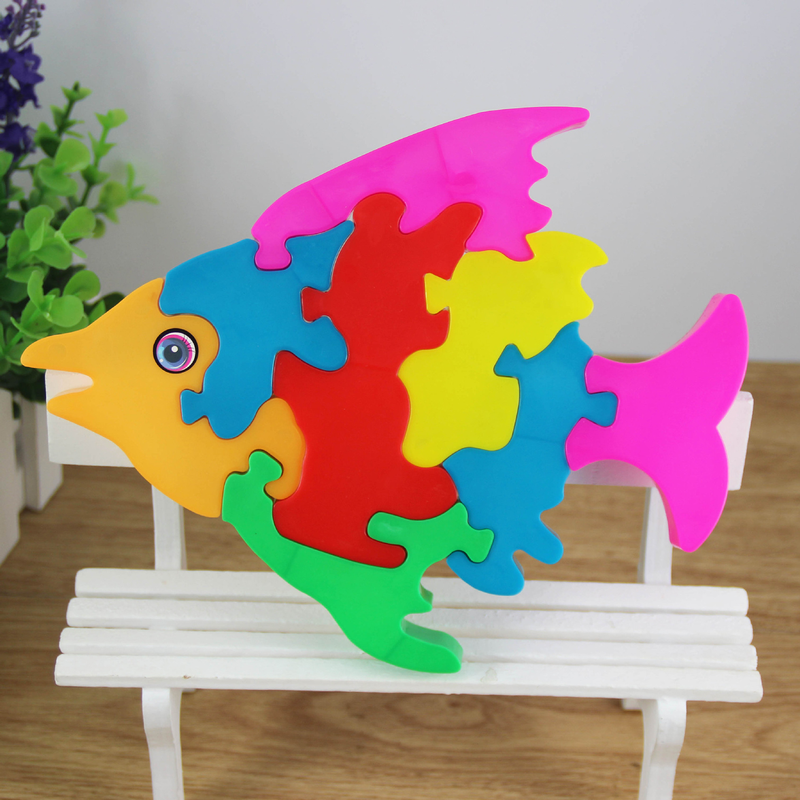 Jinleiou 1 set Djurpussel Praktisk förmåga Hand-öga-koordination Pedagogiska leksaker DIY 3D-fiskpusselleksaker för barn_voghion.com