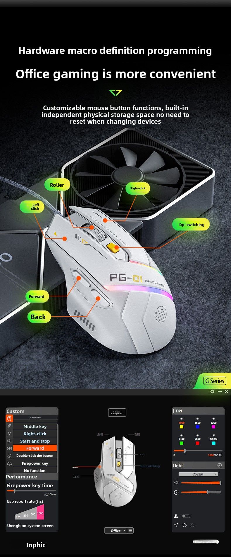【High Quality】 INPHIC Pg1 Wired Mouse For Gaming RGB Lighting Hardware Macro Pg9 Office Home Use_voghion.com