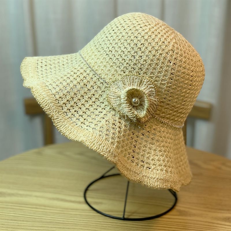 Sommer Wave Edge Blumen Hohl Atmungsaktiv Schatten Eimer Hut Strand Faltbarer Sonnenhut Frauen_voghion.com