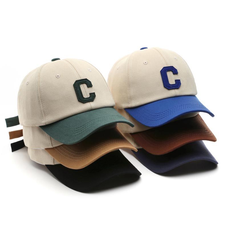 Modische Unisex-Baseballkappe aus Baumwolle für Herren, lässige Snapback-Mütze für Damen, Buchstabe C, Patchwork, Sommer-Sonnenblenden_voghion.com