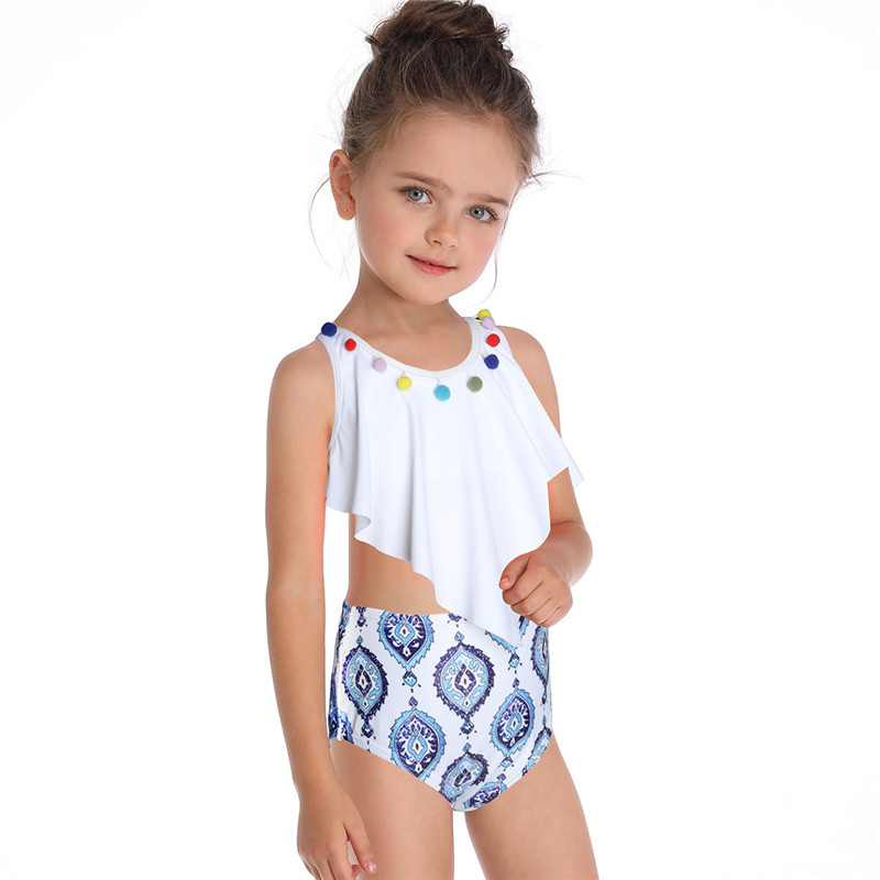 Maillot de bain familial, maillot de bain pour enfants, double bord volant, pour filles_voghion.com
