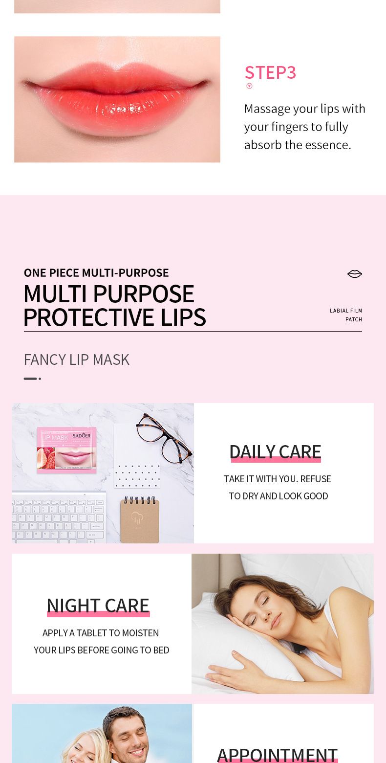 Boxed 8g X 20 Slices Fruit Strawberry Moisturizing Care Hydrating Lip Mask_voghion.com