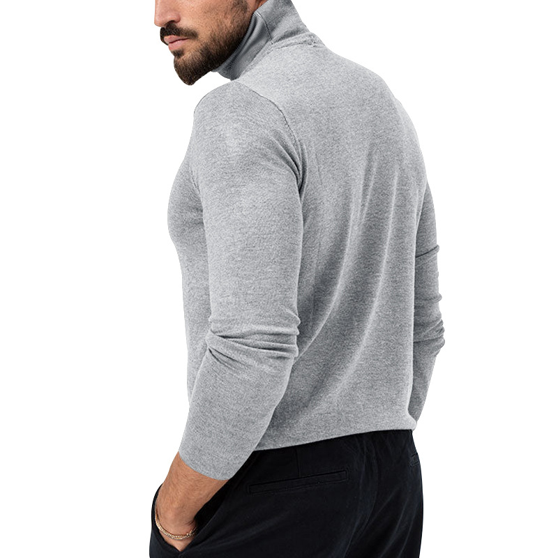Hochelastischer Rollkragenpullover aus gestricktem Kaschmir für Herren mit dicker, warmer Unterwolle_voghion.com