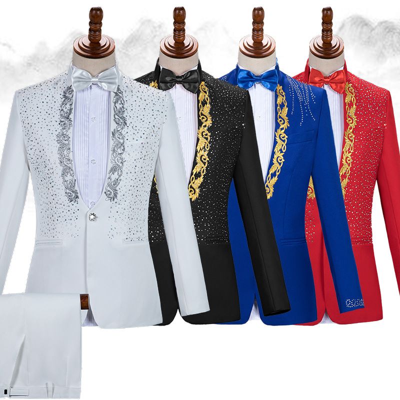 CT Performance Costume For Men Adult Stand Collar Sequin Singer Host Outfit Stage Choir Men's Formal Suit Set_voghion.com