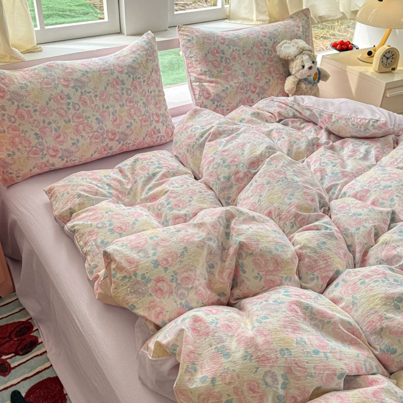 Parure de lit 3 pièces en coton de qualité supérieure avec housse de couette et taies d'oreiller, douce et respirante, pour lit king size_voghion.com