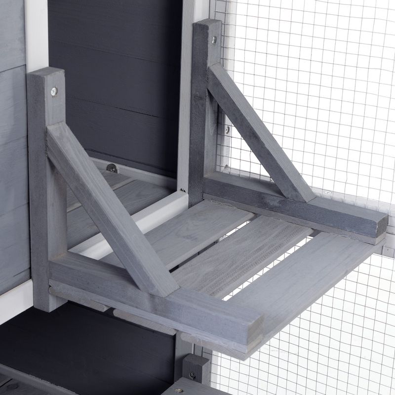 Large Wooden Cat Enclosure with Waterproof Roof and Platforms, Gray_voghion.com