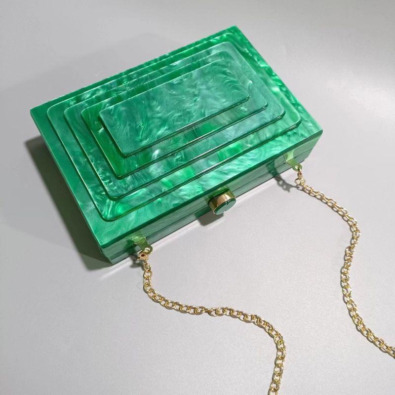 Borsa da donna, borsa da pranzo, borsa con cuciture retrò, tendenza, borsa a tracolla in acrilico con catena, per ragazza_voghion.com