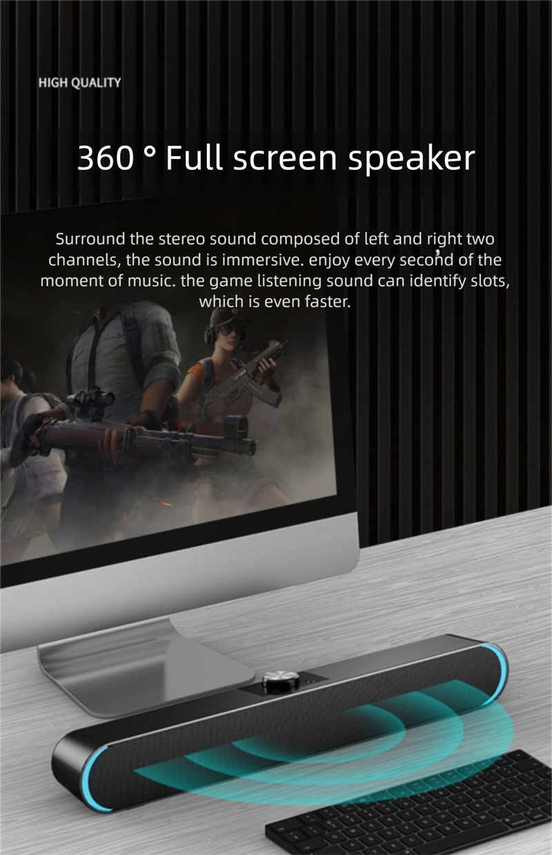 Computer Desktop Home Laptop Small Speaker Integrated With Microphone Compact Surround Shocking Bass_voghion.com