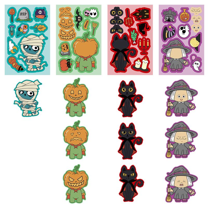 Stickers 8 Piece Halloween Series Face Changing Stickers Children's Educational DIY Toy Puzzle Stickers Stationery Stickers Wholesale_voghion.com