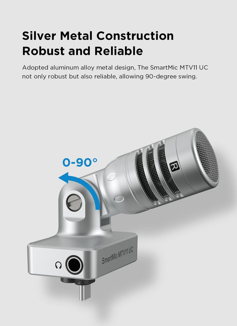 Saramonic SmartMic MTV11 UC/Di Microfono a condensatore Plug And Play per iPhone Android PC Laptop Streaming Youtube_voghion.com