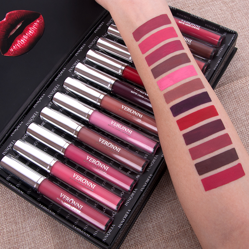 2023 neue Lipgloss Matte Set Veet Sexy Lippenstift Kit 6/12 Teile/los Kosmetik Set Wasserdicht Langlebig Lip Gloss Make-Up Tönung Kit_voghion.com