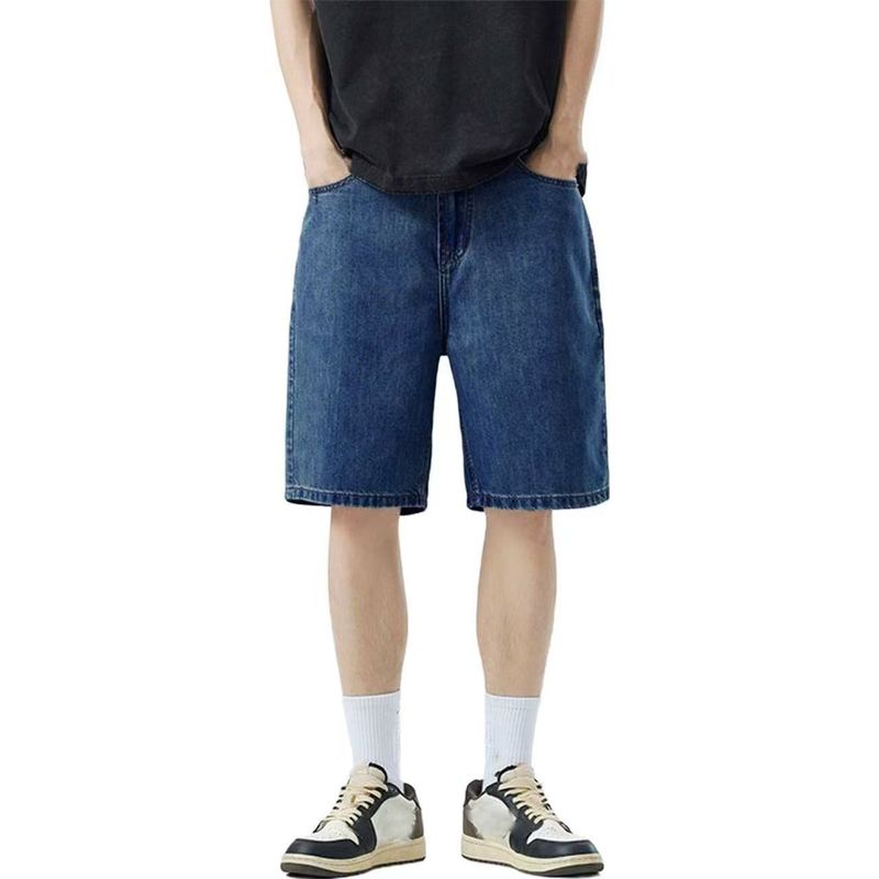 Sommer Dünne Hellblaue Denim Shorts männer Gerade Lose Vielseitig Hübsche Shorts Trendy_voghion.com