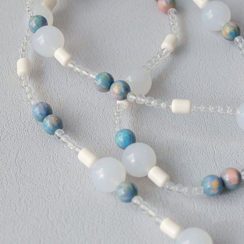 Gioielli con perline acriliche, bracciale con perline iridescenti, accessori, tracolla, tracolla per telefono, borsa in resina, catena_voghion.com