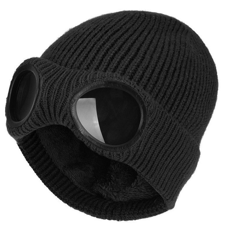 Unisex Accessories Glasses Knitted Plus Veet Thick Cold Proof Wool Eye Protection Elastic Pullover Hat_voghion.com