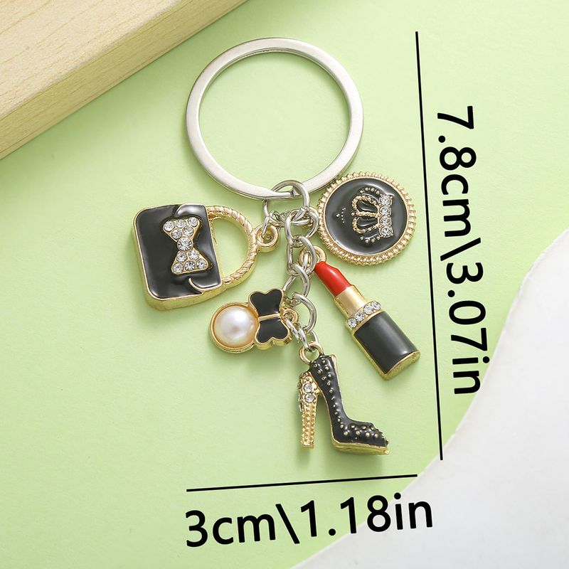 Schwarze Krone Diamant Lippenstift Tasche High Heels Schlüsselanhänger Zubehör Schultasche Geldbörse Ornament Geschenk_voghion.com
