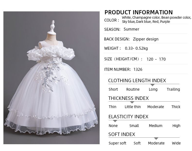 Robe longue de soirée élégante pour filles de 4 à 13 ans, demoiselle d'honneur de mariage, en maille brodée, bal de remise de diplôme, nouvelle collection_voghion.com