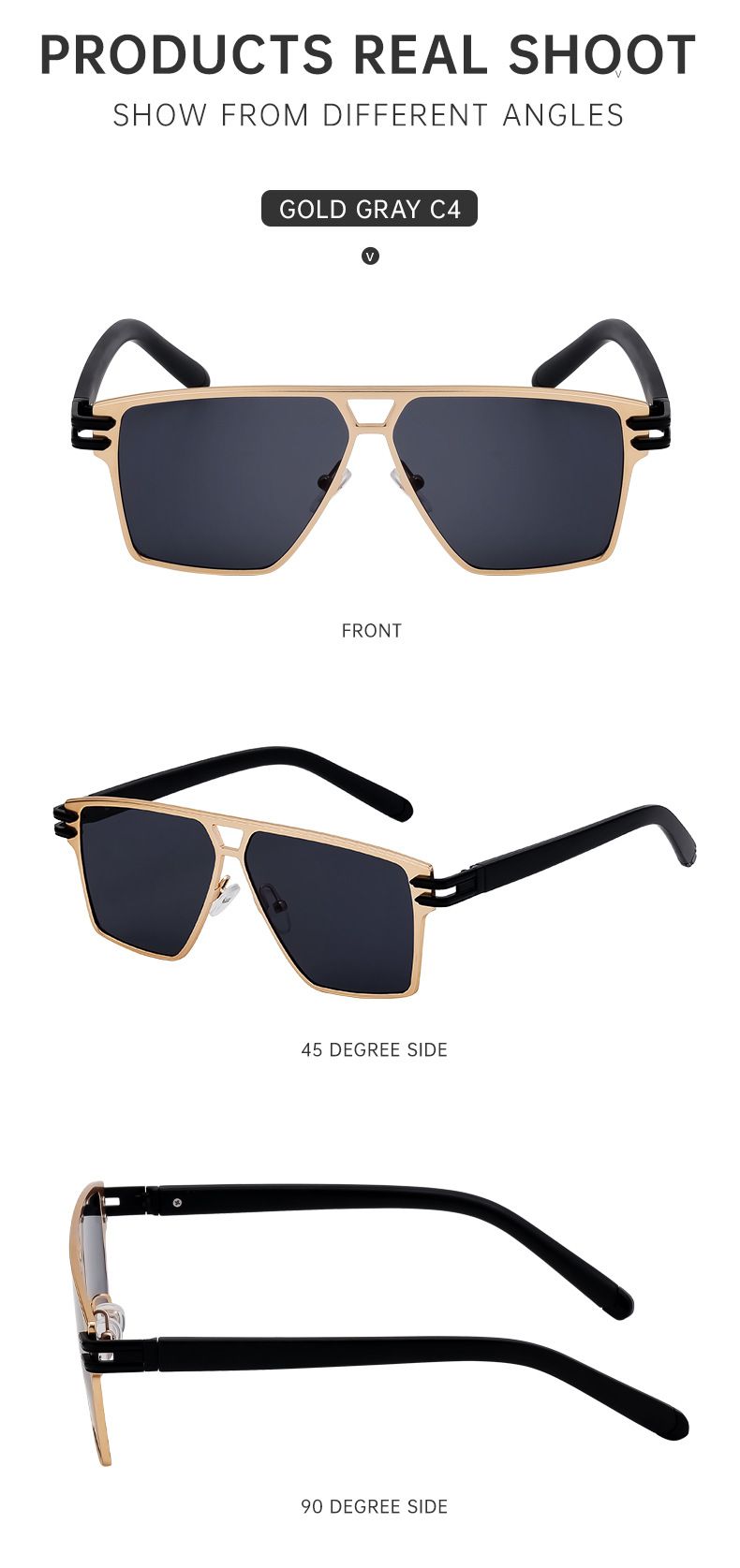 Stylové sluneční brýle s hranatým rámem pro muže Vintage vysoce kvalitní sluneční brýle pro muže_voghion.com