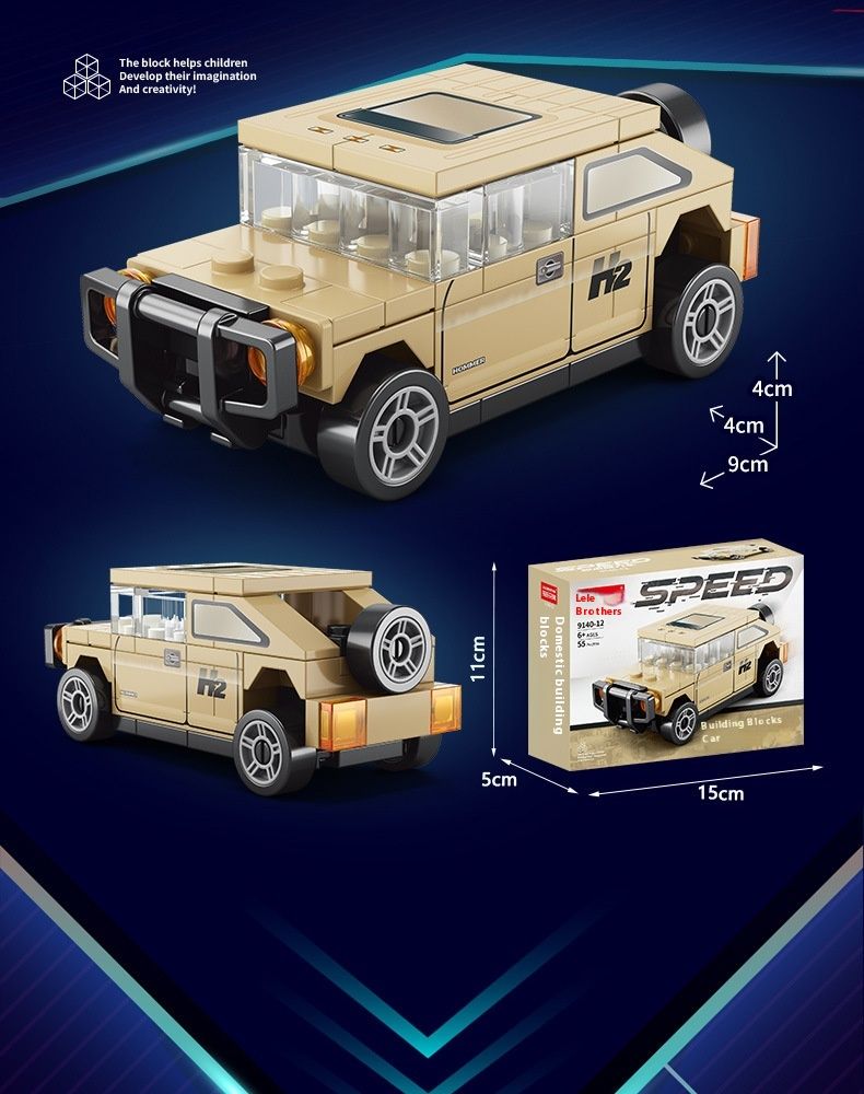 Four-Grid Mini Pull-Back Racing Car Building Blocks Assembly Educational Children's Toys Gifts_voghion.com
