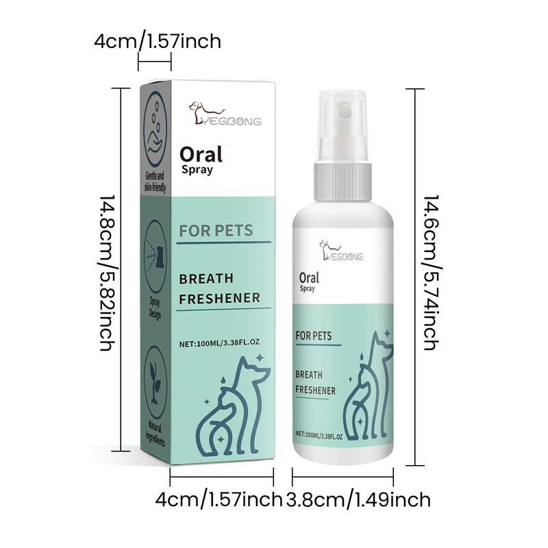 Spray para el aliento fresco con sabor a menta para mascotas, limpia el mal olor de la boca del perro y refresca el aliento_voghion.com