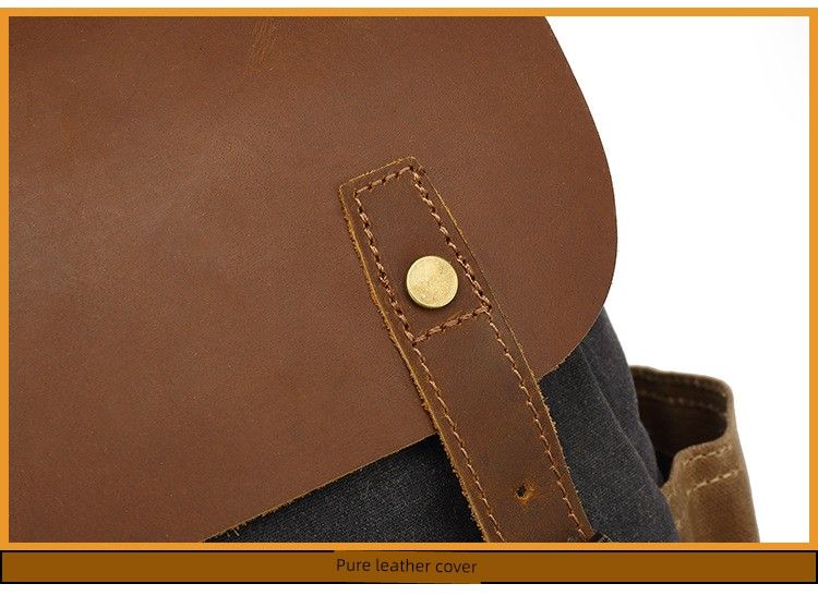 Reise Männer Öl Wachs Leinwand Outdoor Leder Rucksack_voghion.com
