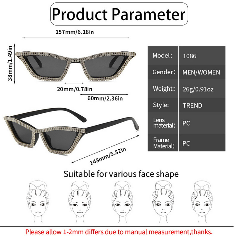Retro Disco Full Rhinestones Cat Eye Sunglasses Vintage Triangle Frame Fashion Personality Party Sunglasses Sun Shade_voghion.com