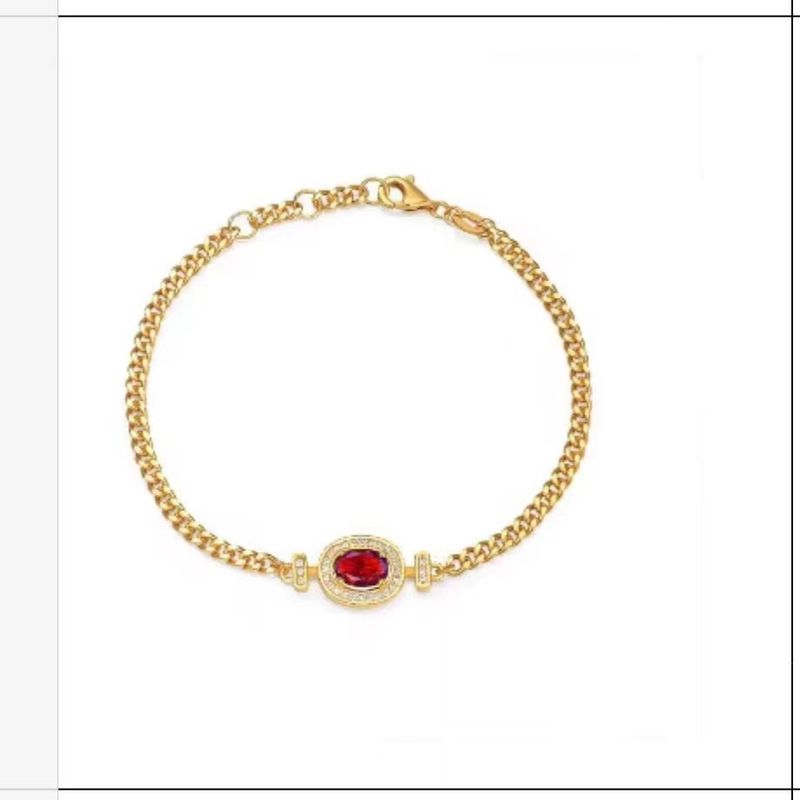 Nuovo braccialetto a catena cubana 5G di alta qualità, semplice e duraturo, con intarsi rossi_voghion.com