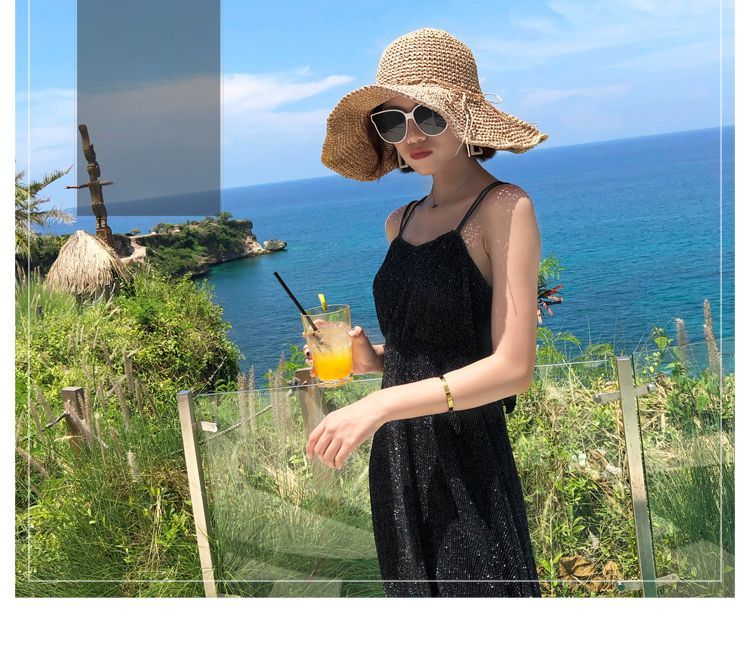 Kadınlar İçin Moda Hasır Şapka, Taze Güneş Korumalı Plaj Yaz Geniş Kenarlı Şapka, Kore Tarzı Trend Şapka_voghion.com