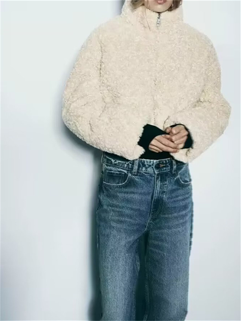 Women's fleece short slim-fit padded jacket jacket_voghion.com