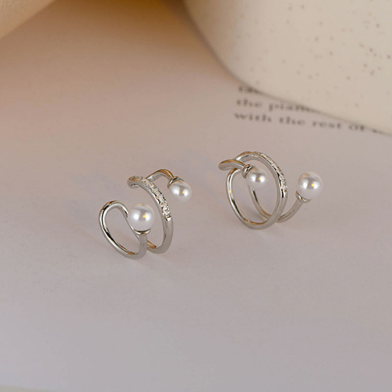 Sterling Sier VENUS Fashion Pearl Double Line Ear Bone Clip Orecchini da donna Nessun foro Orecchio Clip Gioielli Anelli Si_voghion.com