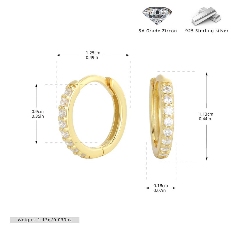 Damenschmuck, Sterlingsilber, mit Zirkonia besetzte Creolen – klassisches geometrisches Design, hypoallergen, Größen 5–9 mm, klassischer Ohrknochenverschluss_voghion.com