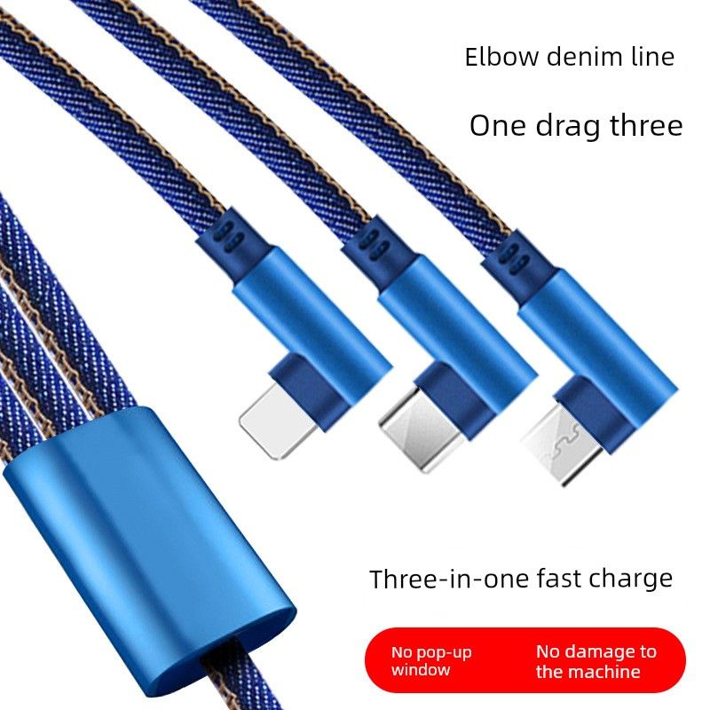 Oniwwertraff Qualitéits Ellbogengelenk fir iPhone Android 3-an-1 Opluedkabel_voghion.com