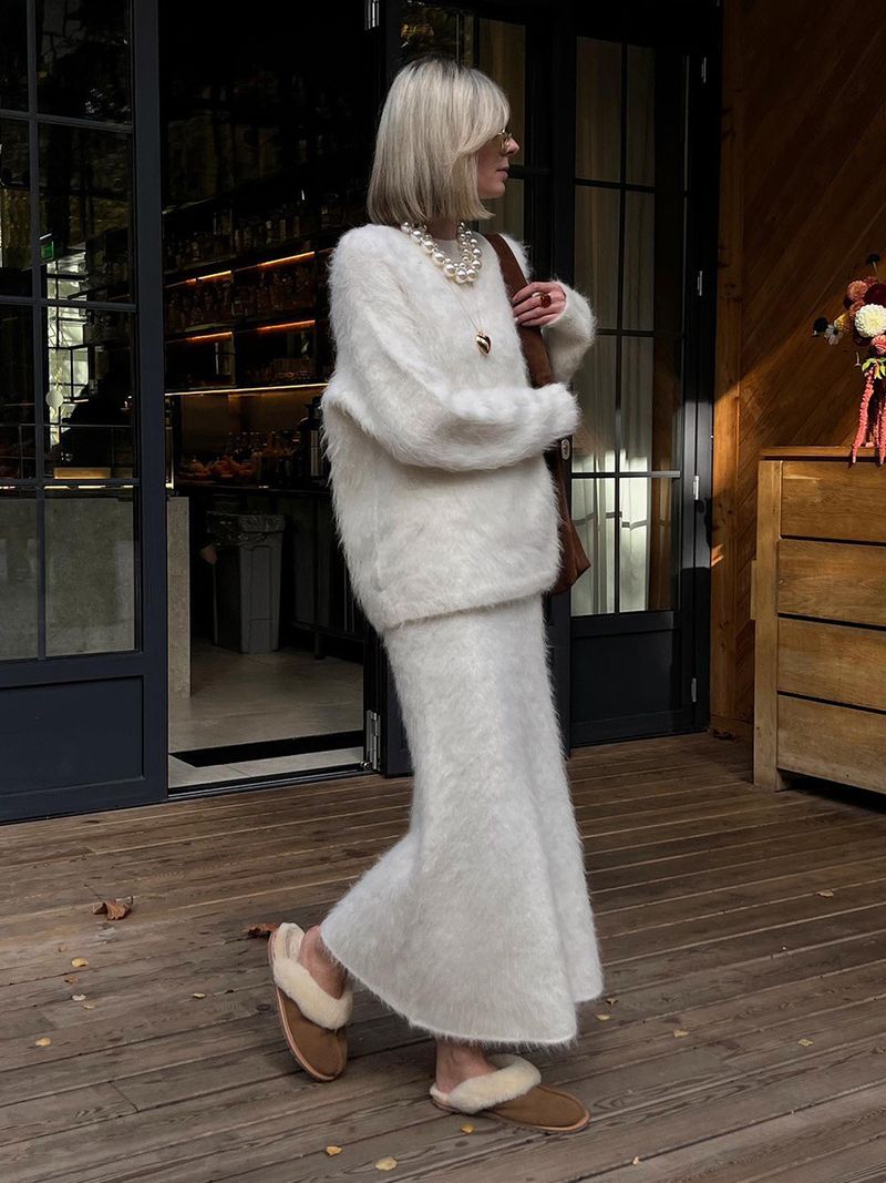 Zipper Printed 2025 Autumn Winter Ins Style Knitted Two-piece Sweater Set For Women Breathable Resistant Dress Attire_voghion.com