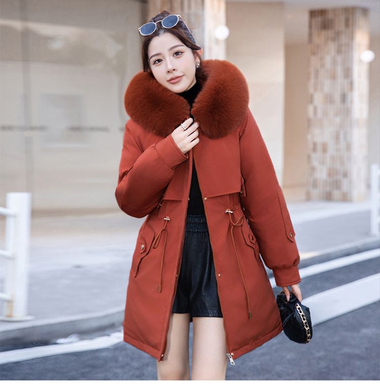 Wintermantel in Übergröße mit Pelzkapuze – Langer Damenparka, dicke Jacke mit Fleecefutter, warmer Puffermantel für kaltes Wetter_voghion.com