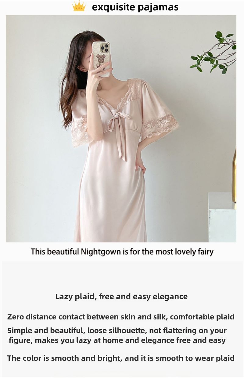 Eleganza frizzante! Abito da notte in seta ghiacciata a mezza manica con fiocco, imbottiture per il petto e tessuto sottile_voghion.com