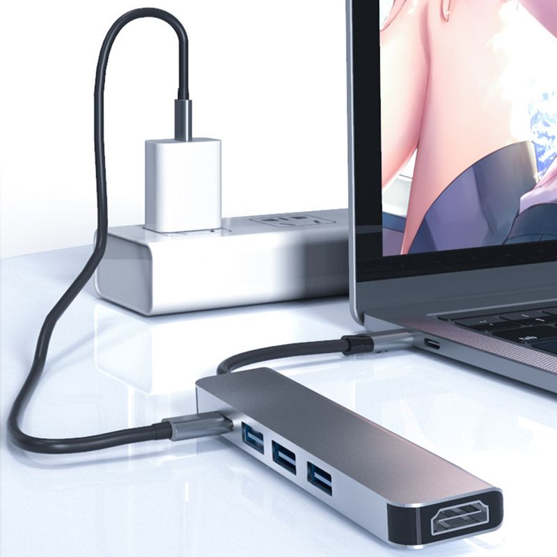 USB C Hub Multiport Adapter 5 in 1 mit HDMI 4K rollenmaschinenlinie typc 3,0 Ports und 100W Power Delivery Qianji HUB 5 in 1 für Laptop MacBook_voghion.com