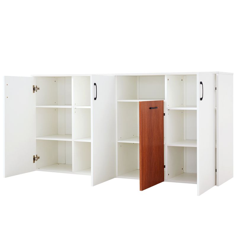 Credenza Weiß 160x80cm Freistehender Holzschrank Für Wohnzimmer_voghion.com