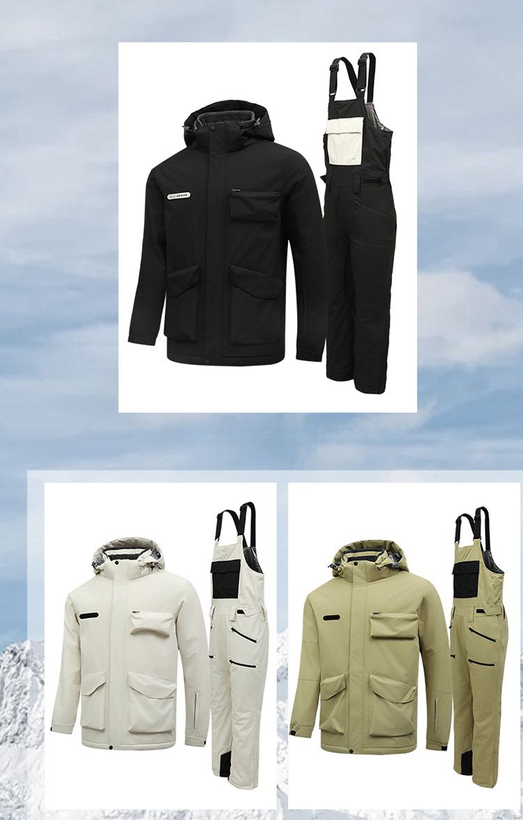 Workwear Suit Set Winter Snowboard And Waterproof Windproof Skiing Mountaineering Thermal Bib Ski Pants Unisex_voghion.com