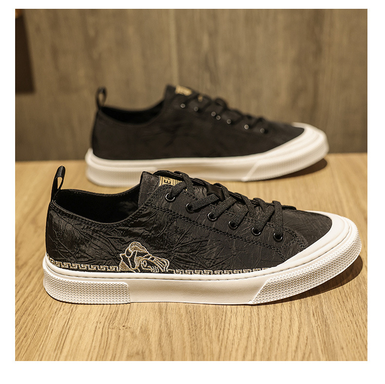 Cross-border summer ice silk mesh breathable sports shoes men's flying weaving students small white shoes lazy shoes hip-hop skateboard shoes_voghion.com