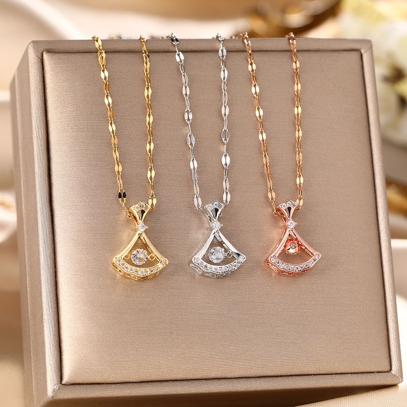 live Broadcast Titanium Steel Necklace Women's Smart, Fan-shaped Beating Heart Light Luxury Pendant Small Number_voghion.com