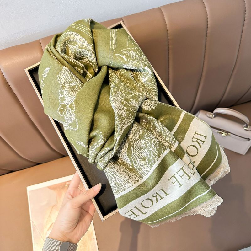 Luxury Winter Shawl Wrap - Soft Faux Cashmere Scarf With Leaf Pattern, Extra Long & Warm For Women, Versatile Fashion Accessory_voghion.com