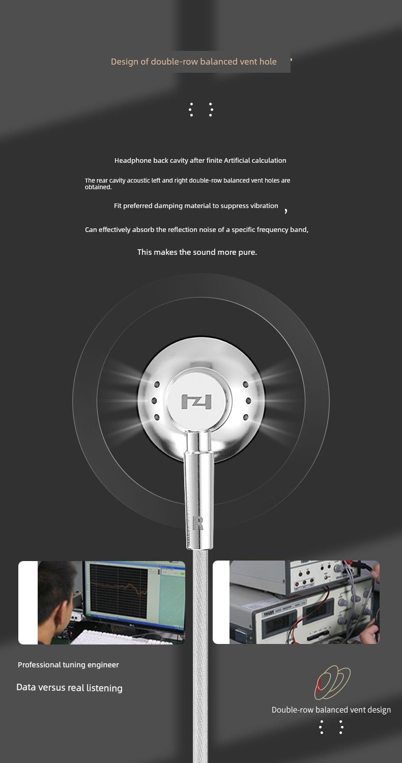 Hzsound Cymbal Max Flat Head Earbuds In-Ear Wired High Sound Quality HiFi 4.4 Replaceable Plug Balanced And Durable_voghion.com