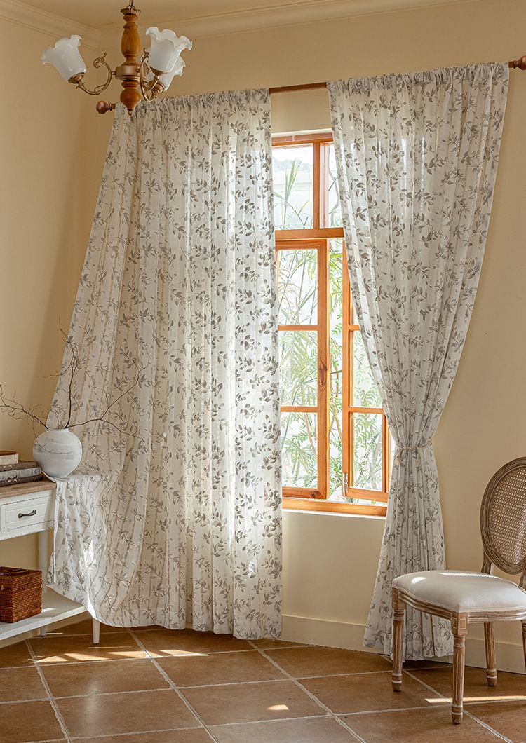 Nordic Semi-Sheer Curtains With Artistic Cutouts - 132cm Width, 7 Lengths For Bedroom/Balcony, Rod Pocket/Hooks/Rings Light Filtering Sheer Voile_voghion.com