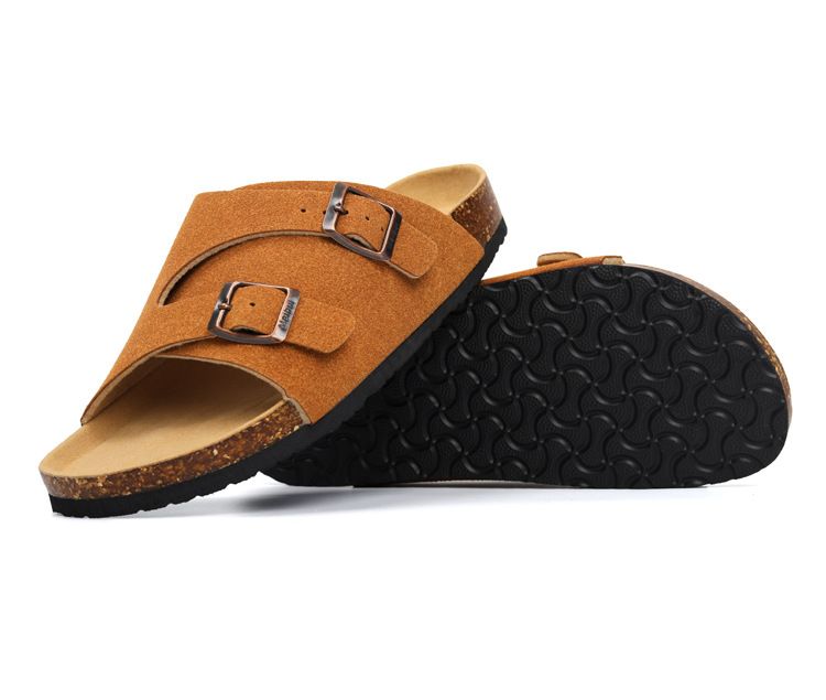SHLIANG New Summer Men's Soft Wooden Slippers Couple Sandals Beach Shoes Outer Wear Leather Cross-Border Water Sandals Y0574_voghion.com
