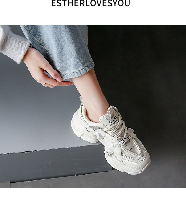 2023 Spring New Korean Version of Daddy Shoes Female Ins Student Casual Shoes female thick bottom increased running shoes CQ-51_voghion.com