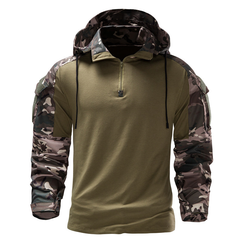 Spring And Summer New Long Sleeve Men Special Forces Workwear Training Camouflage Suit Elastic Breathable Men's Hooded_voghion.com