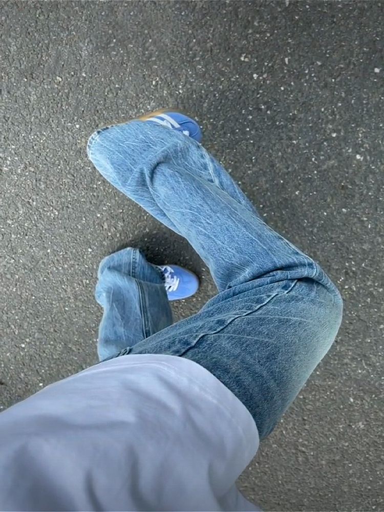 Herenkleding High Street Stijl Strakke pasvorm Slim Straight Leg Lightning Wash Jeans Slim Straight Bootcut Denim Broek Voor Zomer Casual Streetwear_voghion.com