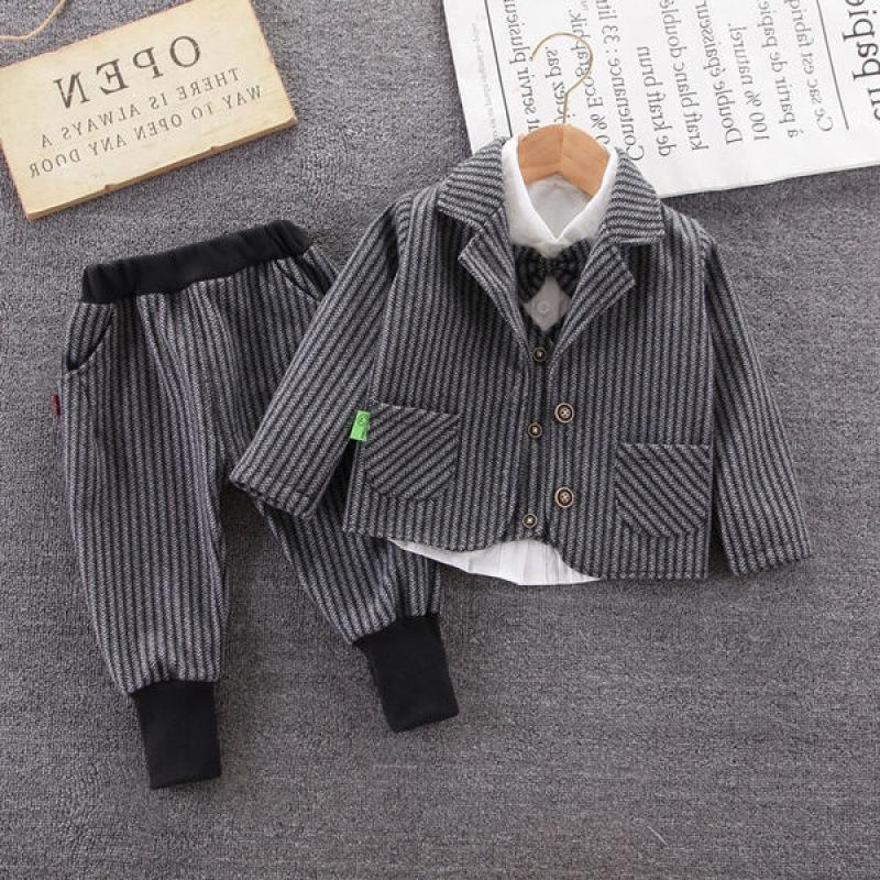 Abito da bambino in versione coreana primaverile e autunnale da bambino, gilet, set di tre pezzi_voghion.com
