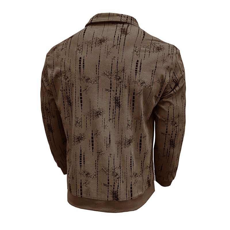 Herren Langarm Poloshirt Herbst und Winter Neues Jacquard Revers Top_voghion.com
